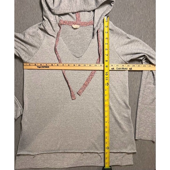 Hem & Thread Womens Hoodie Sweatshirt Gray Multicolor Pullover Marled V Neck M - Picture 7 of 10